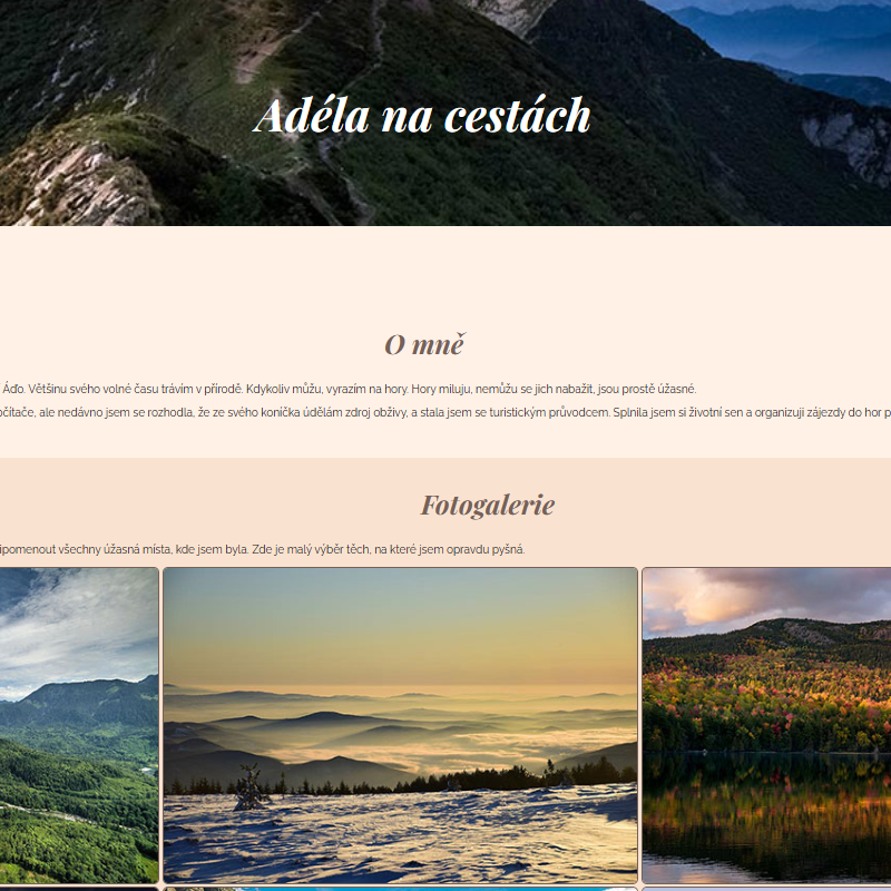 Screen webu Adéla na cestách